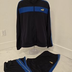 Puma Men's Black Jacket with Blue Accents